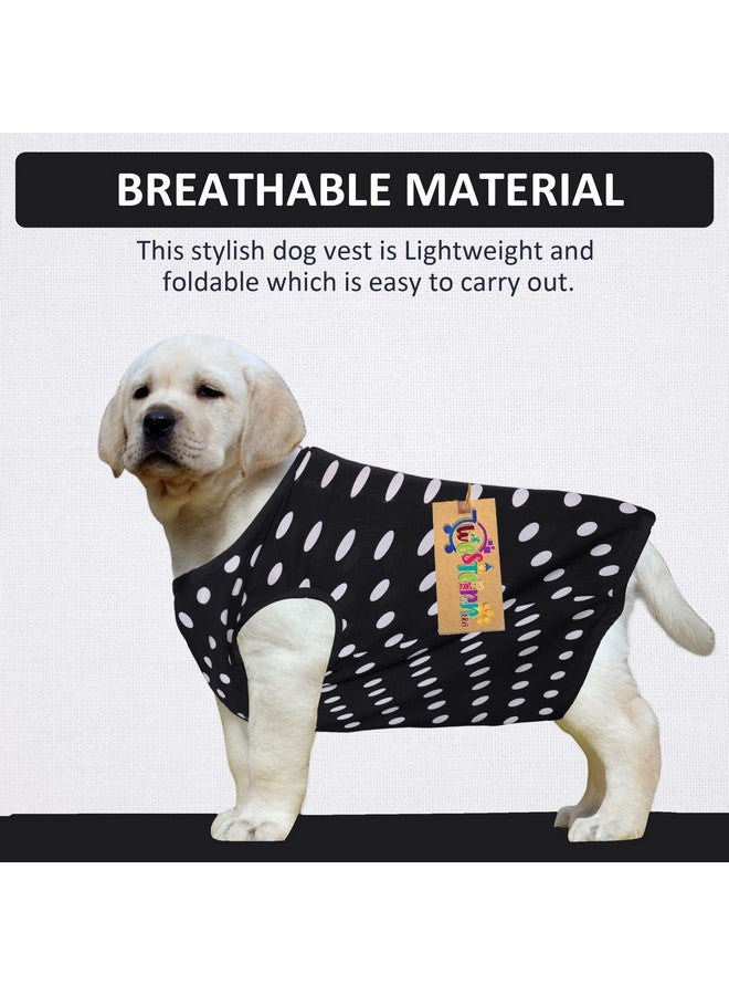 Western Era Funky Soft Cotton Dog T-Shirt | Comfortable & Breathable Dog Clothing | Sleeveless Vest Puppy Outfit |(Polka Black) (Medium) (16Inches) - Image 2