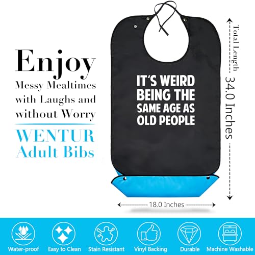Wentur Adult Bibs for Men Washable - Funny Adult Bibs for Eating with Crumb Catcher - Adjustable Dining Clothing Protectors for Elderly Adults - Birthday Gag Gifts for Elderly Men Women (1 Pack) - Image 2