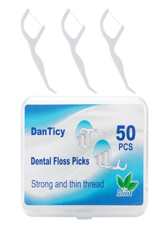DanTicy Dental Floss Picks Extra Strong Professional Clean Flosser Picks | Toothpicks for Adults | Easy Grip Handle | Fresh Mint, 50 Count - Image 1
