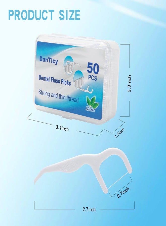 DanTicy Dental Floss Picks Extra Strong Professional Clean Flosser Picks | Toothpicks for Adults | Easy Grip Handle | Fresh Mint, 50 Count - Image 2