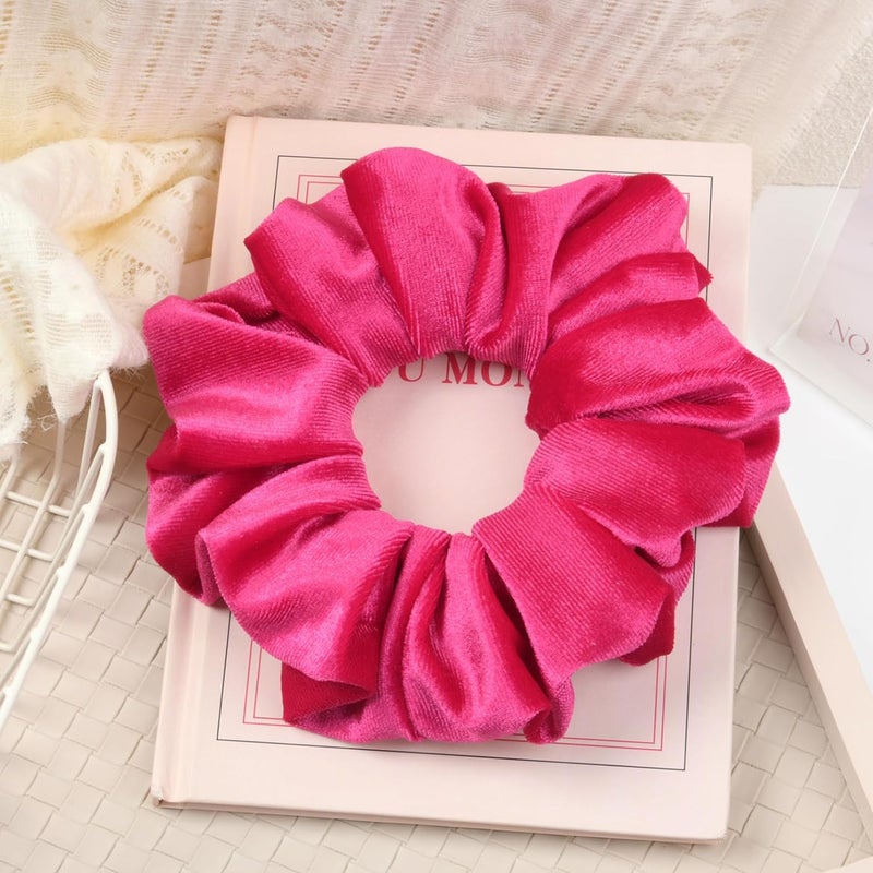 CEELGON Shocking Pink Big Velvet Scrunchie 6.5 Inches Jumbo Scrunchies Hair Ties Oversized Ponytail Holder for Thick Curly Hair Extra Large Hair Accessories for Women (Shocking Pink) - Image 5