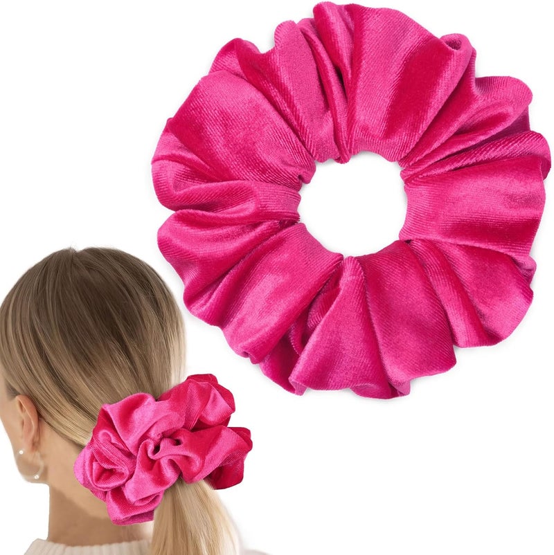 CEELGON Shocking Pink Big Velvet Scrunchie 6.5 Inches Jumbo Scrunchies Hair Ties Oversized Ponytail Holder for Thick Curly Hair Extra Large Hair Accessories for Women (Shocking Pink) - Image 1