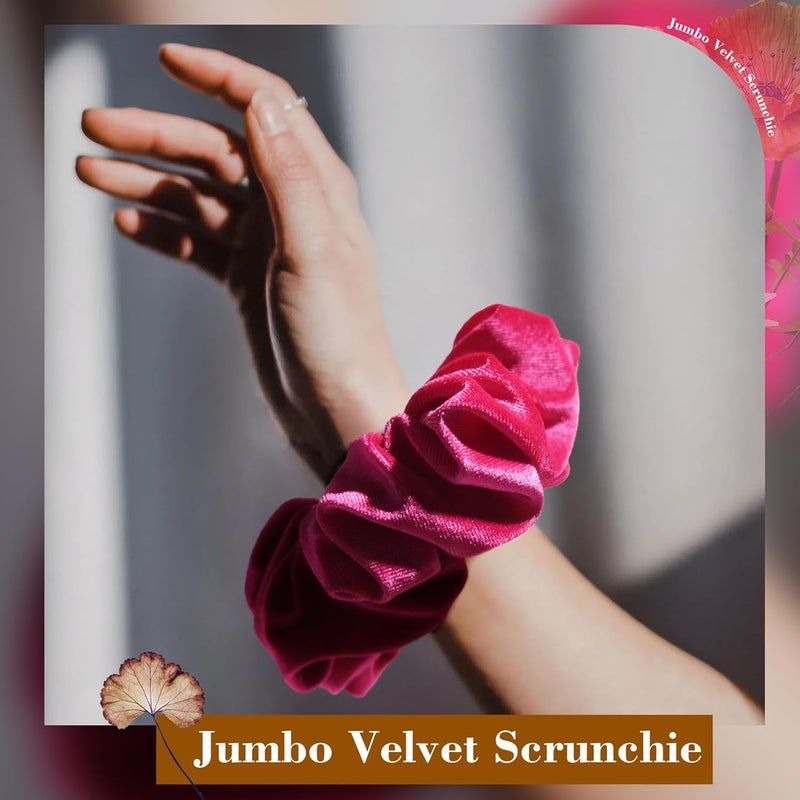 CEELGON Shocking Pink Big Velvet Scrunchie 6.5 Inches Jumbo Scrunchies Hair Ties Oversized Ponytail Holder for Thick Curly Hair Extra Large Hair Accessories for Women (Shocking Pink) - Image 3