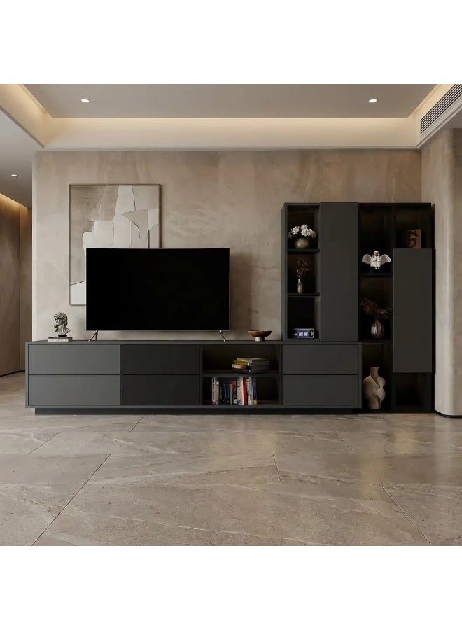 Stylish Home TV stand with side unit – Black x Gray – Modern – TV63-SR - Image 3