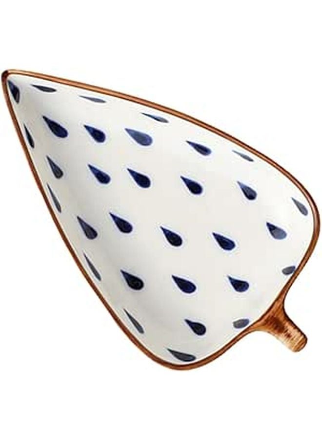 Japanese Style Hand Painted Ceramic Leaf Shaped Snack Dish Plate - Image 1