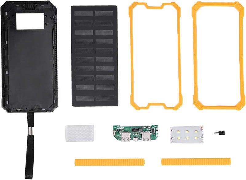 فيلوز 20000 مللي أمبير شحن سريع مزدوج USB بنك طاقة شمسي محمول مع حقيبة مجموعة DIY للسفر (أصفر) - Image 1
