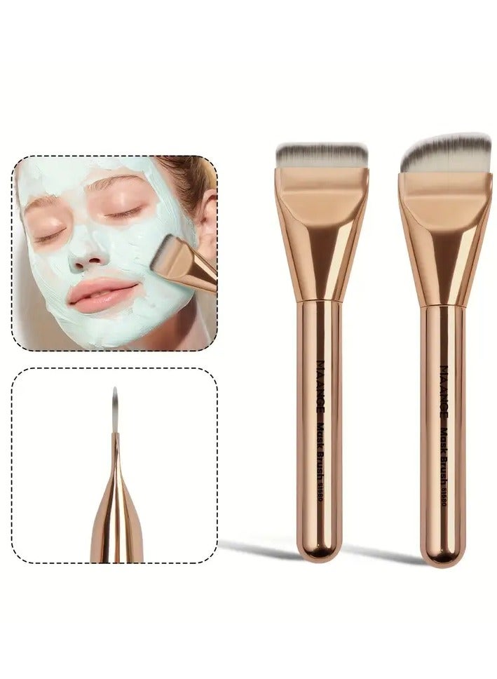 Rozino Set Of 2 Foundation Brushes And Face Mask Brushes, Flat And Angled Makeup Brushes With Soft Bristles, Convenient For Travel, Perfect Gift For Beginners - Image 1