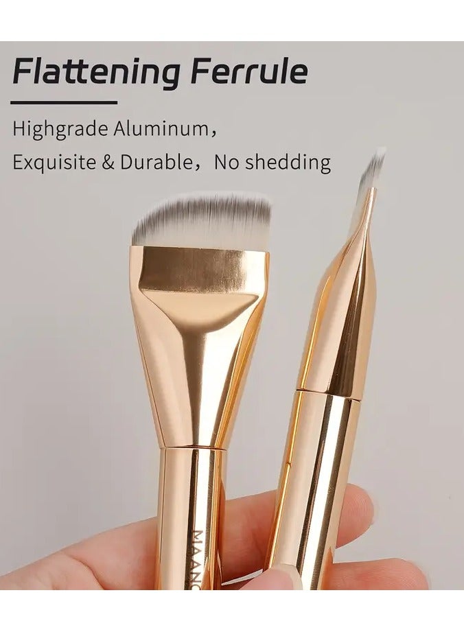 Rozino Set Of 2 Foundation Brushes And Face Mask Brushes, Flat And Angled Makeup Brushes With Soft Bristles, Convenient For Travel, Perfect Gift For Beginners - Image 3