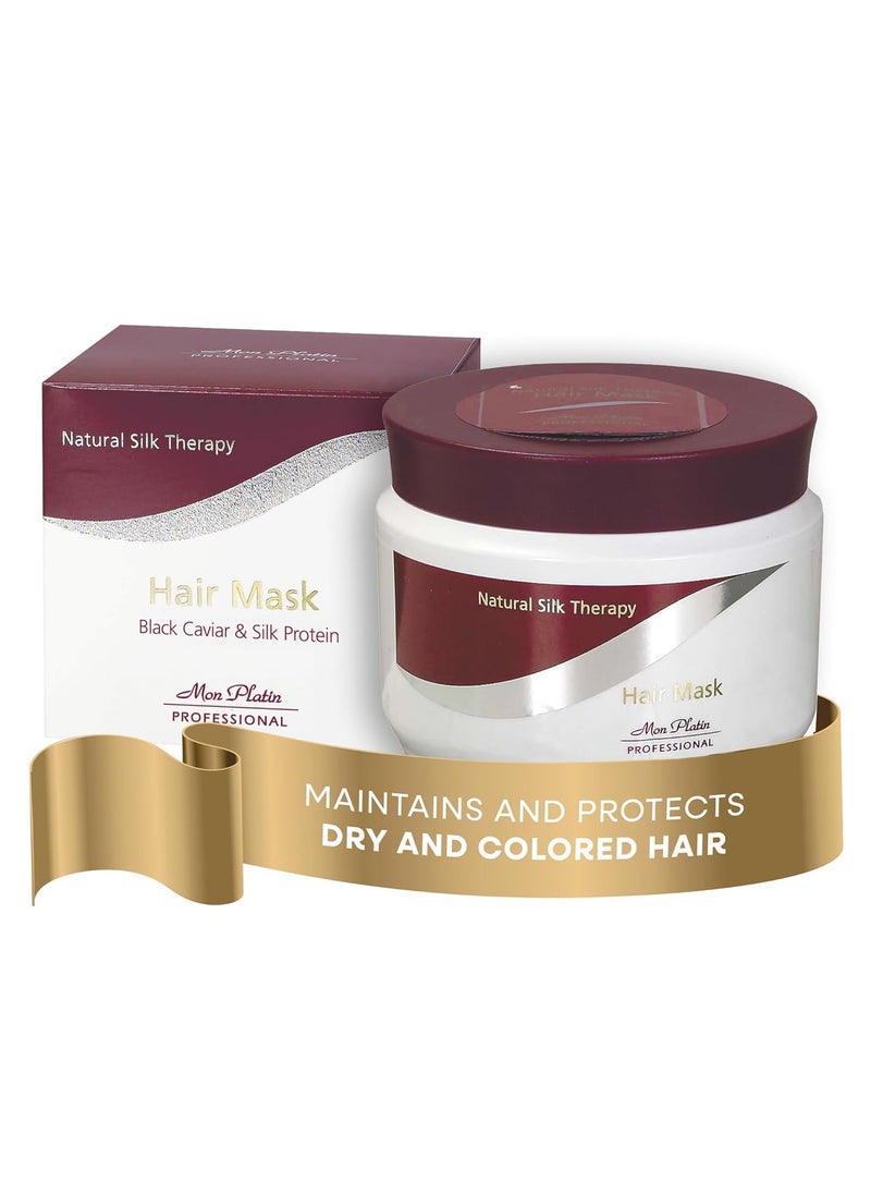 Mon Platin Professional Mon Platin Professional Hair Mask, 500ML - Deep Conditioning for Dry, Colored, Damaged Hair with Black Caviar & Natural Silk Protein, SLS/Salt Free 