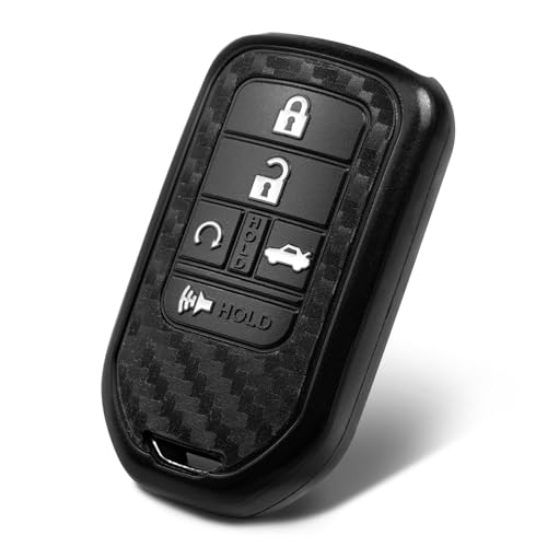 WORCAS Key Fob Case Carbon Fiber Pattern Silicone Cover Compatible with Honda Accord Touring Civic CRV Insight Insight EX Odyssey Passport Pilot 5 Button Keyless Entry Remote - Image 1