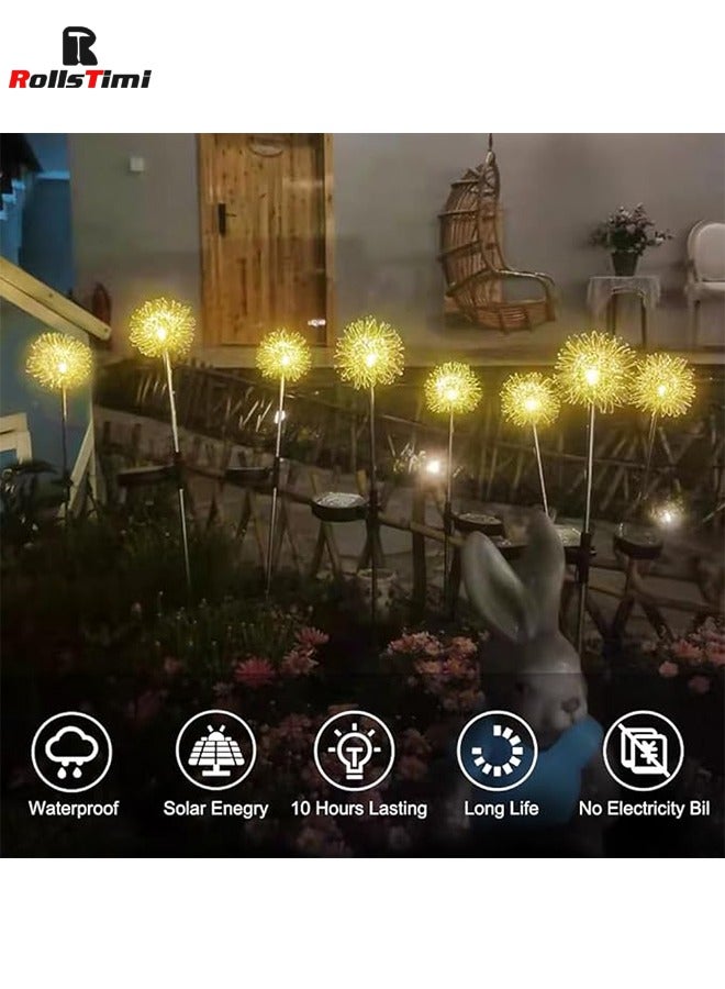 RollsTimi  2pcs Solar Aluminum Wire Ball Ground Plug-in Lights, Outdoor Garden Lights, Simulation Dandelion Courtyard Pathway Flowerbed Patio Lawn Lights - Image 2