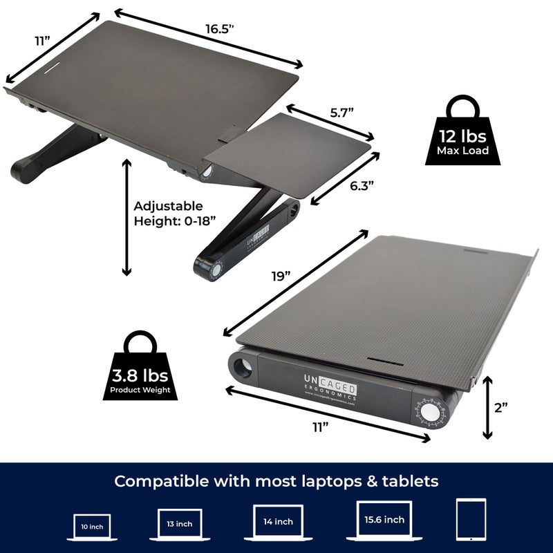 Uncaged Ergonomics WorkEZ Adjustable Laptop Stand for Desk, Portable Laptop Stand Adjustable Height, Foldable Cooling Computer Holder Riser for Desk, Black - Image 4