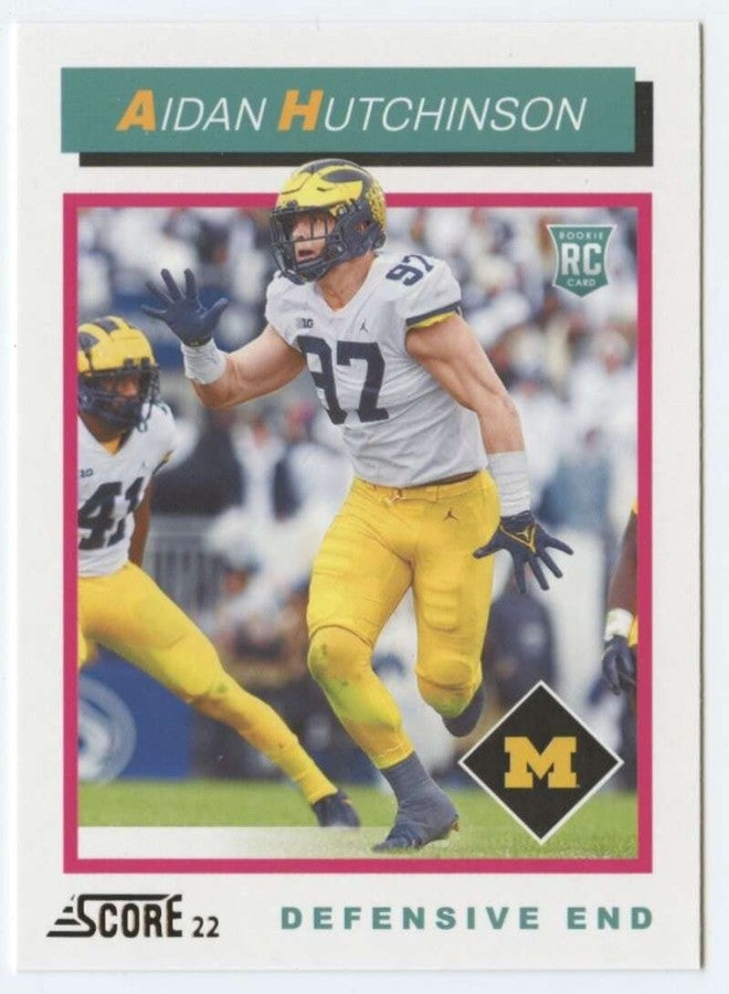 SCORE 2022 Score 1992 Throwback Rookie #6 Aidan Hutchinson Michigan Wolverines NFL Football Trading Card - Image 1