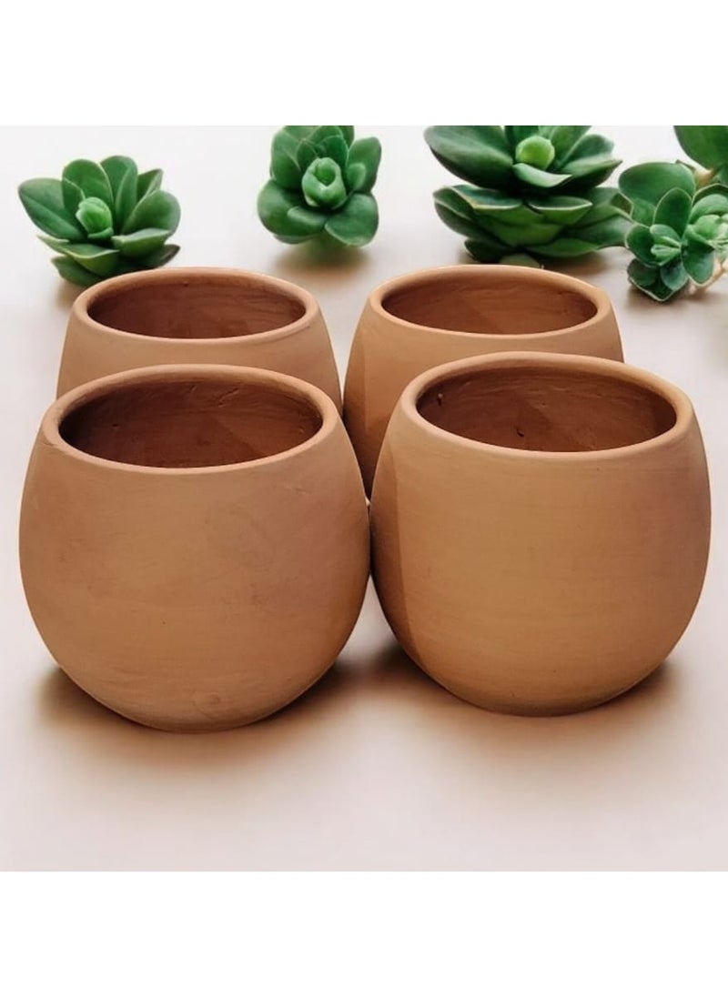 Generic 4pcs Pottery Planter Pots for Coloring and Drawing - 10cm Size for Office Decoration, Kitchen Accessories and Home Decor, Fired Clay  - Image 1