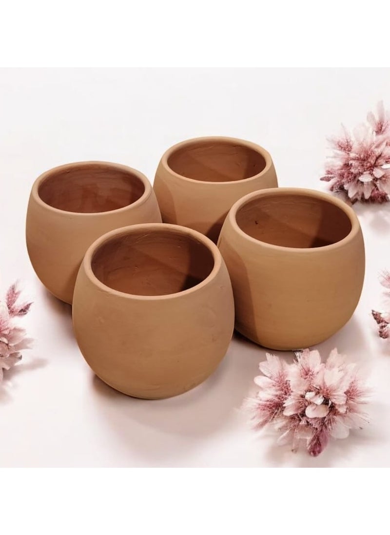 Generic 4pcs Pottery Planter Pots for Coloring and Drawing - 10cm Size for Office Decoration, Kitchen Accessories and Home Decor, Fired Clay  - Image 2