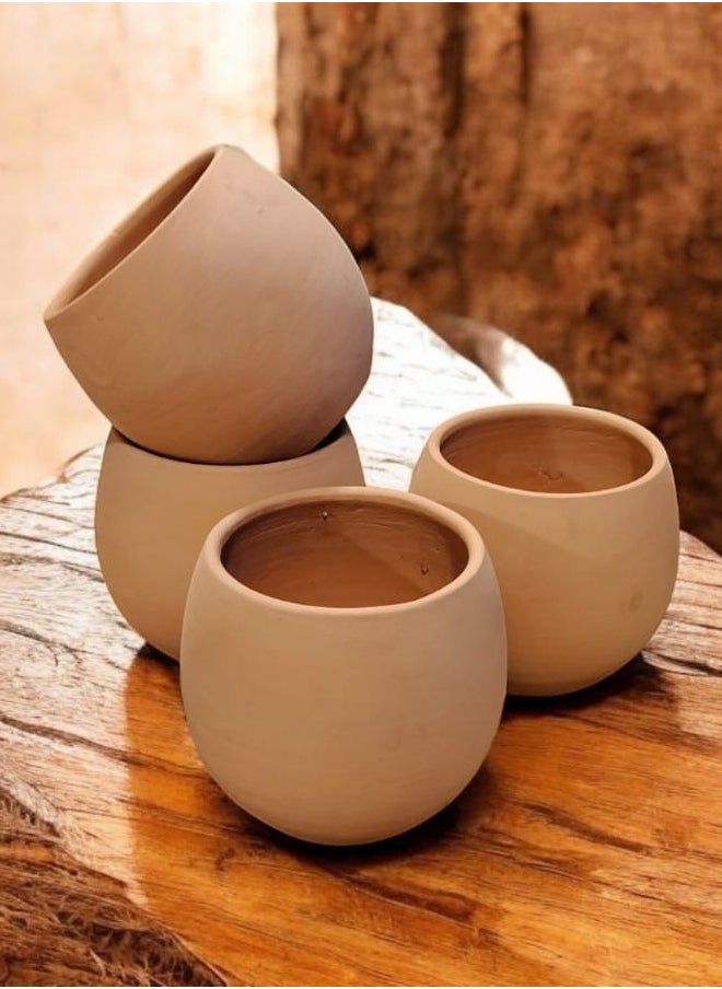 Generic 4pcs Pottery Planter Pots for Coloring and Drawing - 10cm Size for Office Decoration, Kitchen Accessories and Home Decor, Fired Clay  - Image 4