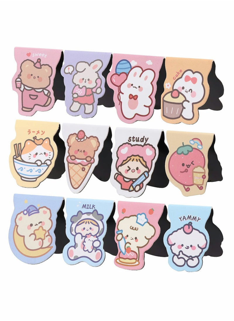 Generic Magnetic Bookmarks, Cute Bookmarks with Cartoon Patterns, Page Clips for Students Teachers Kids Schools Home（12pcs）  - Image 1