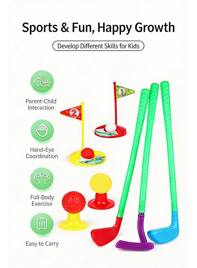 Kids Golf Toy Set, Portable Outdoor Sports Game Playset, Early Educational Interactive Golf Game with Storage Trolley for Boys Girls - Image 3