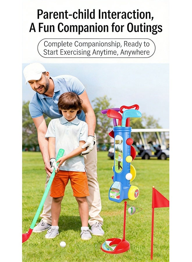 Kids Golf Toy Set, Portable Outdoor Sports Game Playset, Early Educational Interactive Golf Game with Storage Trolley for Boys Girls - Image 2