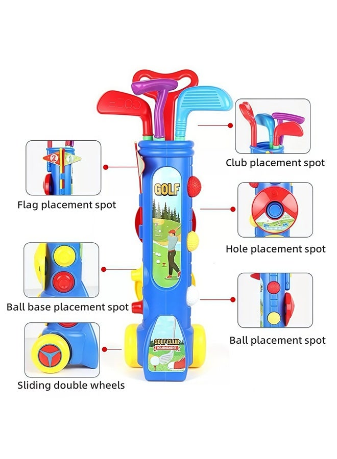 Kids Golf Toy Set, Portable Outdoor Sports Game Playset, Early Educational Interactive Golf Game with Storage Trolley for Boys Girls - Image 4