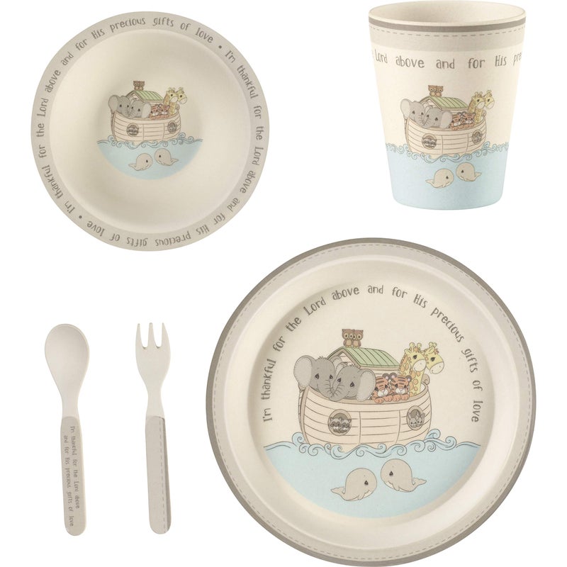 Precious Moments Precious Moments Noahs Ark Bamboo Toddler Mealtime Feeding and Dinnerware Set of 5 182433