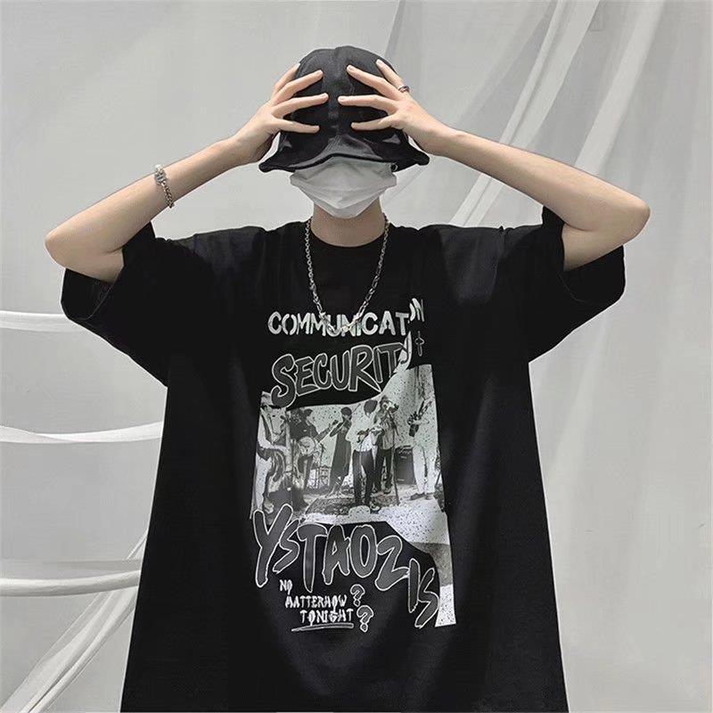 2022 Niche Retro Printed Short-Sleeved T-Shirt Summer National Trend High Street Hip-Hop American Trendy Brand Half-Sleeved T-Shirt - Image 4