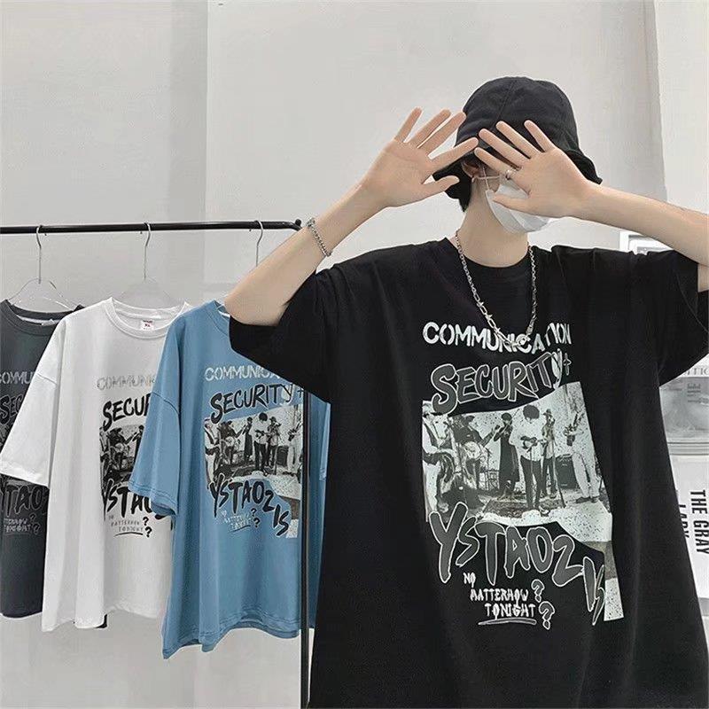2022 Niche Retro Printed Short-Sleeved T-Shirt Summer National Trend High Street Hip-Hop American Trendy Brand Half-Sleeved T-Shirt - Image 5