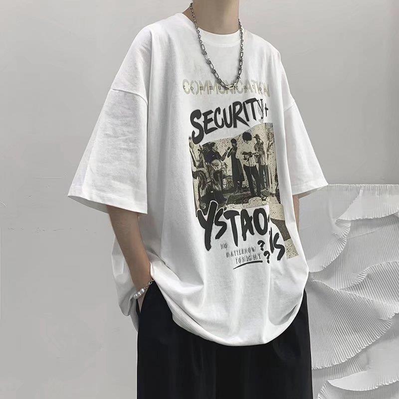 2022 Niche Retro Printed Short-Sleeved T-Shirt Summer National Trend High Street Hip-Hop American Trendy Brand Half-Sleeved T-Shirt - Image 2
