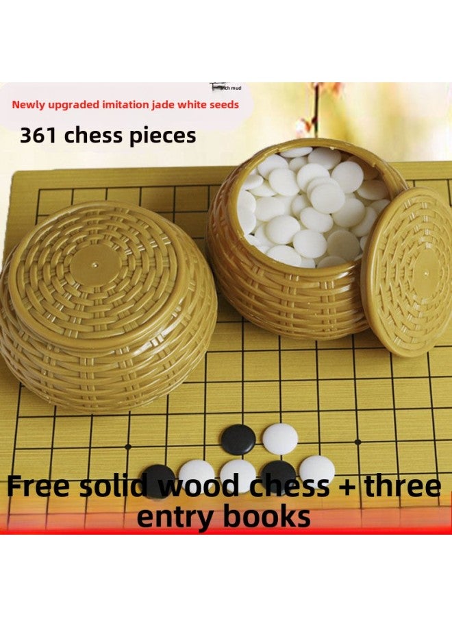 Go Suit Game Chess Pieces Gobang Frosted Melamine 19-way Chessboard To Send Books To Children For Beginners A Wholesale-Color:Black And White Box 200 Imitation Jade + Leather Plate With 3 Chess Books - Image 2