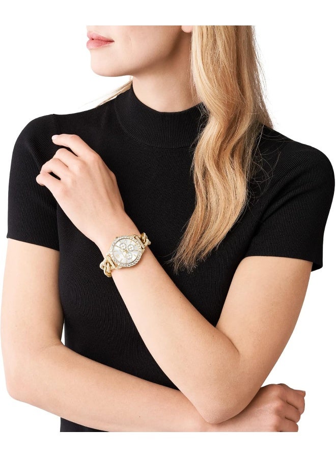 Michael Kors Women Layton Multifunction Gold-Tone Stainless Steel Watch MK4653 - Image 4