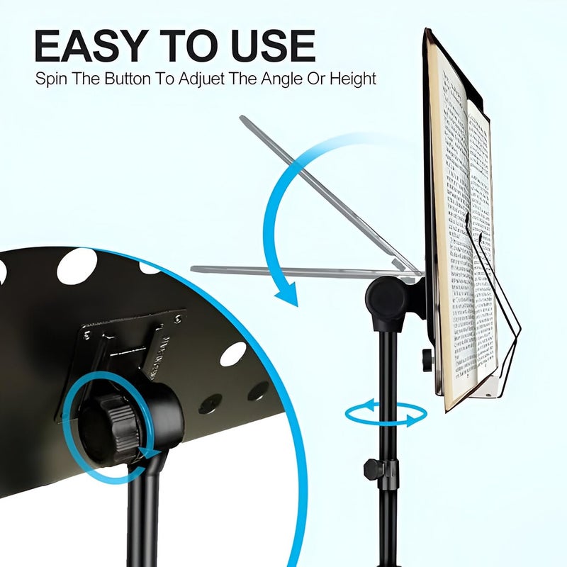 Powerpak MS-25 5ft Music mic Stand with Boom Arm, Height & Angle Adjustable Orchestral, Conductor Sheet Stand and Music Sheet for Musicians - Image 5