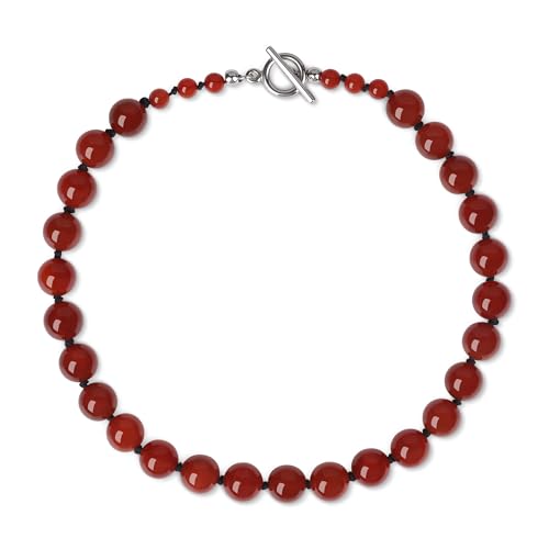 GAVU 12mm Red Carnelian Chunky Beaded Necklace for Women Beaded Choker Necklace for Women 16 - Image 1