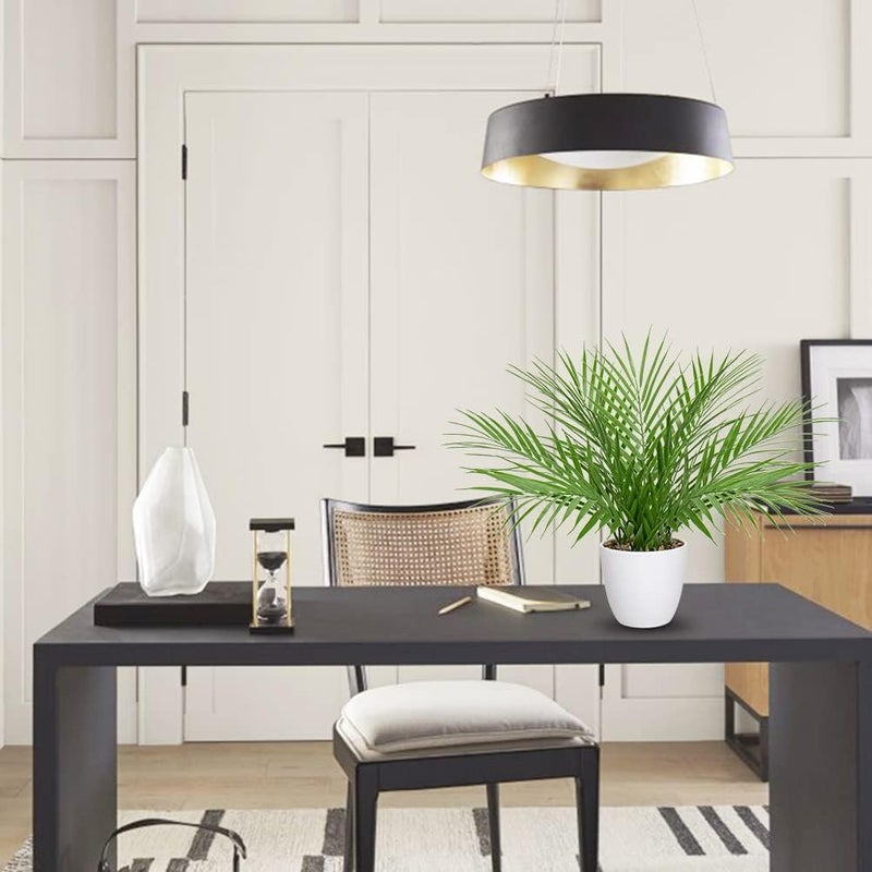 Briful Fake Plant 15’’ Artificial Palm Plant in White Pot Real Touch Faux Tropical Palm Tree Houseplant for Home Indoor Living Room Tabletop Balcony Decorations - Image 5