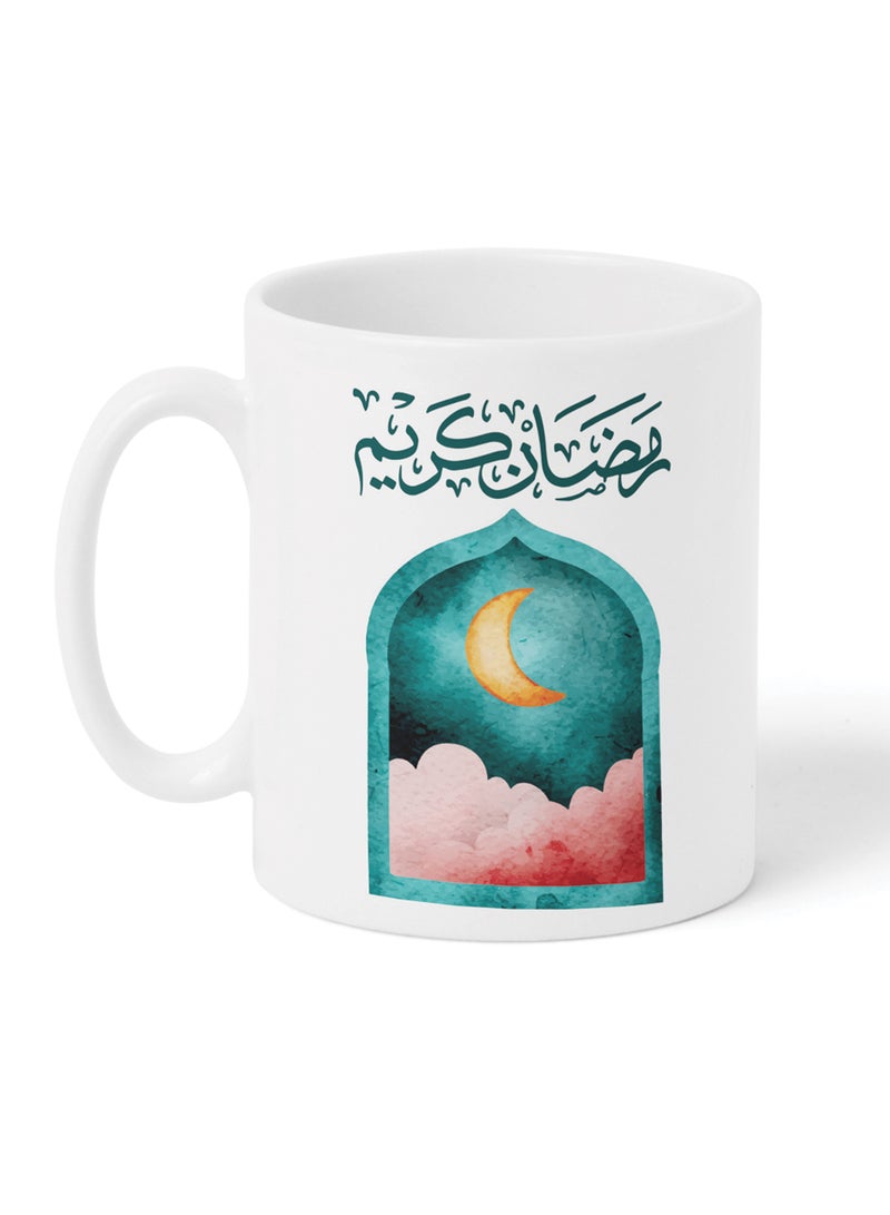 لوحة كوب ١١ أونصة من السيراميك بتصميم رمضان كريم مع هلال رمضان - Image 4