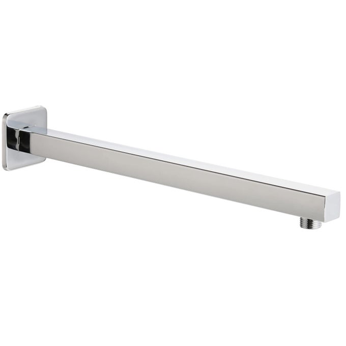 16 SQUARE SHOWER ARM WITH FLANGE AND TEFLON TAPE EXTENSION SHOWER HEAD ARM FOR BATHROOM FIXED SHOWER HEAD SOLID STAINLESS STEEL WALL MOUNTED CHROME