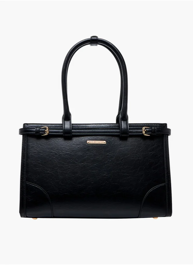 Celeste Women's Textured Tote Bag with Buckle Detail and Double Handle