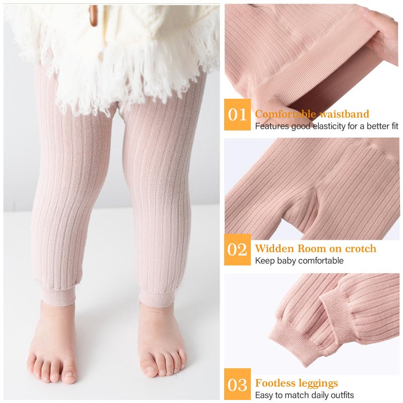 Looching Toddler Girls Fleece Lined Leggings Baby Kids Cotton Winter Warm Thick Velvet Knit Tights Thermal Pant Trouser 1-6Years - Image 2