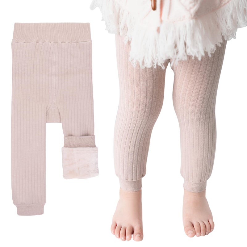 Looching Toddler Girls Fleece Lined Leggings Baby Kids Cotton Winter Warm Thick Velvet Knit Tights Thermal Pant Trouser 1-6Years - Image 1