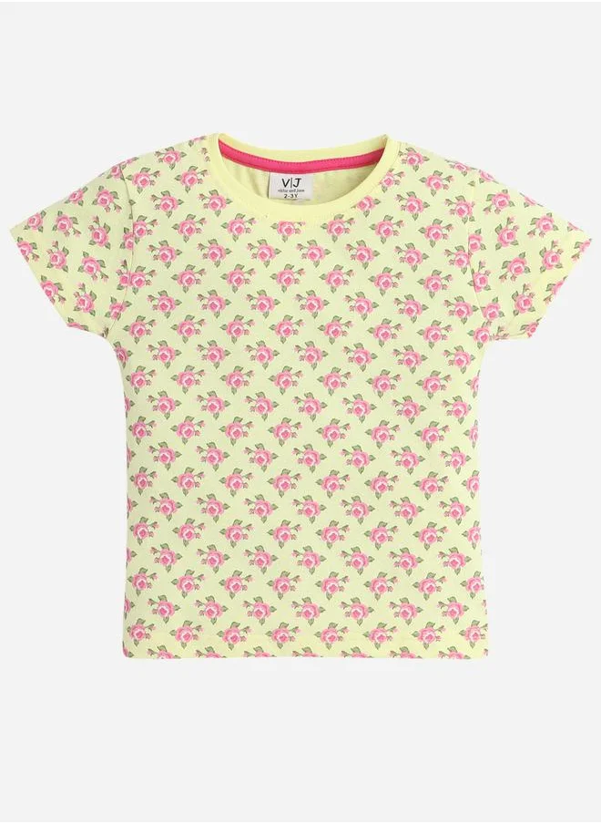 victor and jane All-Over Printed Cotton T-Shirt and Shorts Set