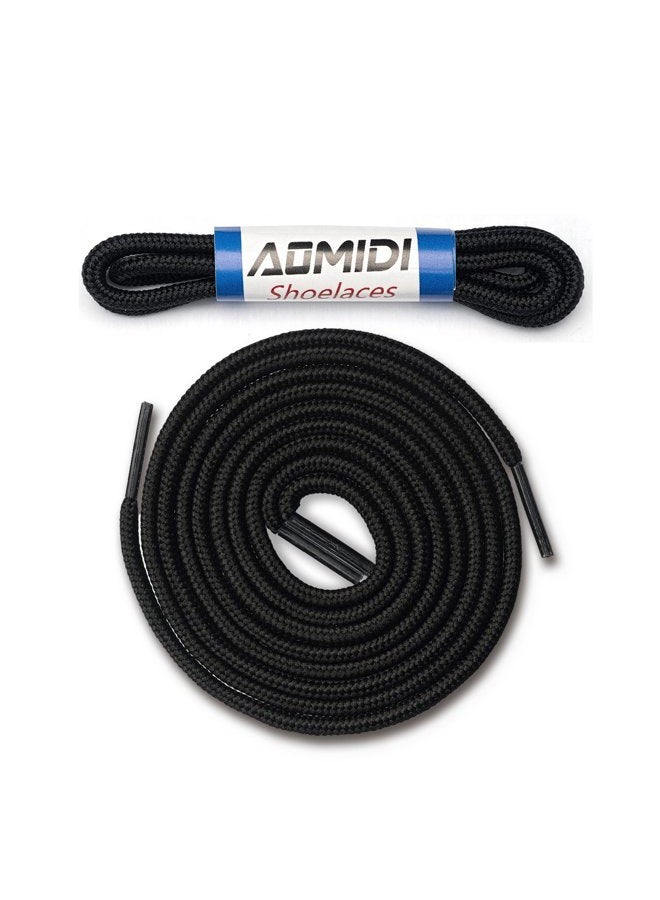 AOMIDI 2 Pair Shoelaces Round Athletic Shoes Lace for Boot Laces Shoelaces and Multiple Shoe Types Replacements, Black, 54" inches (137 cm) - Image 1