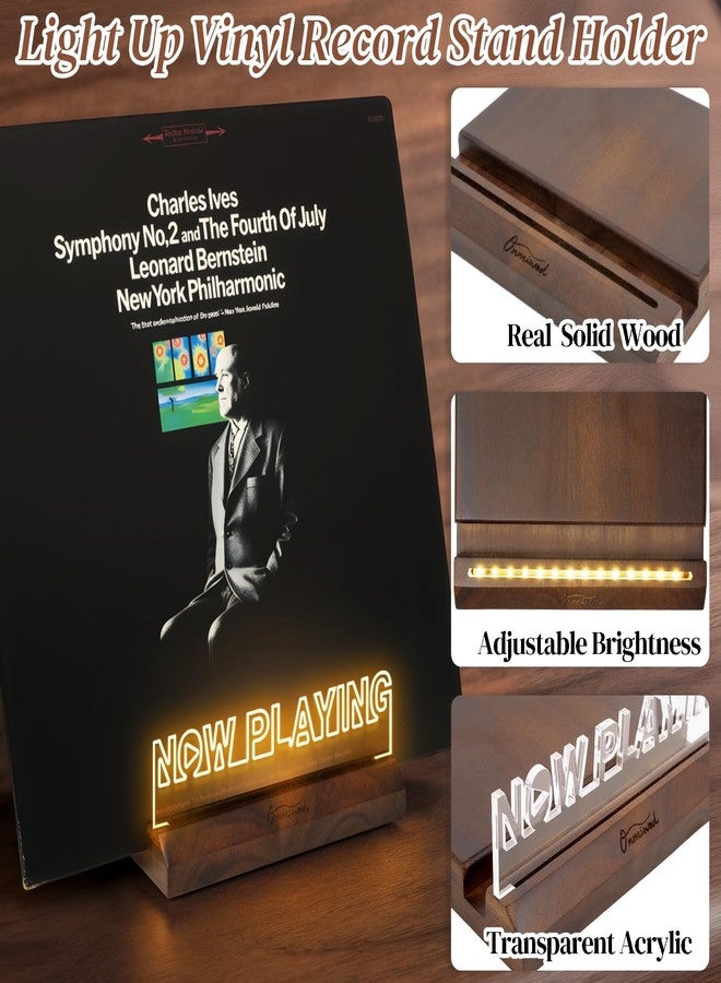 Onmiwod Light Up Now Playing Vinyl Record Stand, Vinyl Record Holder with Adjustable Warm White Lights, Wooden Acrylic Holder for Record Album Display and Storage, Accessories Gifts for Record Lovers - Image 3