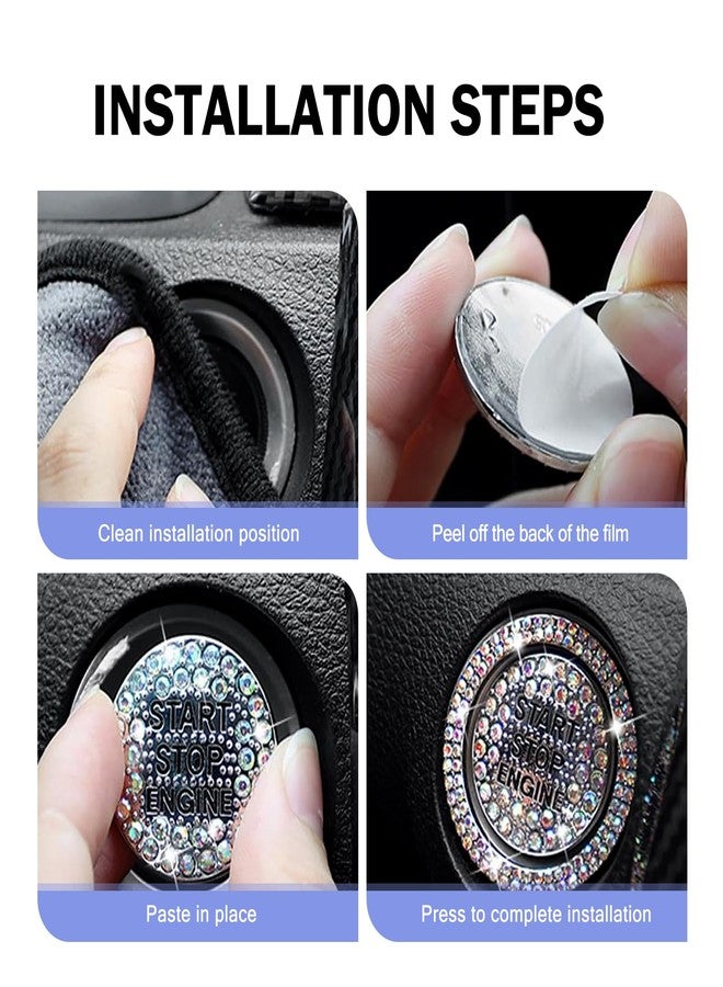 MLY 2 PCS Bling Rhinestone Start Button Cover, Push to Start Button Cover Crystal Sticker, Push Start Button Cover Decorative Accessories, Universal Bling Car Accessories for Women (White) - Image 5