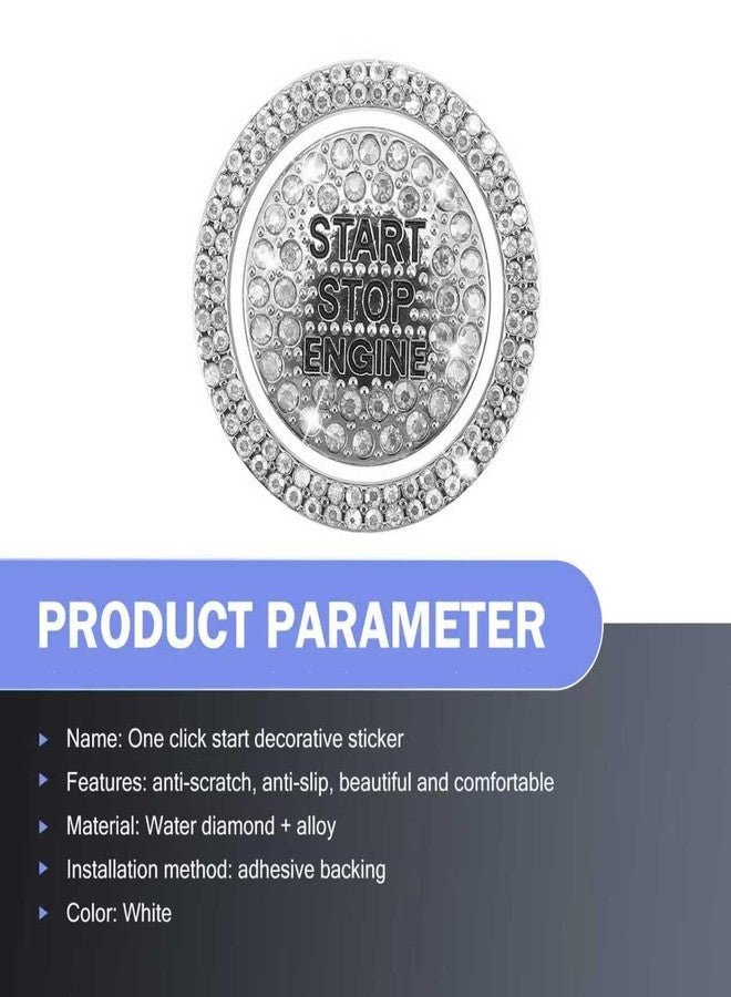 MLY 2 PCS Bling Rhinestone Start Button Cover, Push to Start Button Cover Crystal Sticker, Push Start Button Cover Decorative Accessories, Universal Bling Car Accessories for Women (White) - Image 3