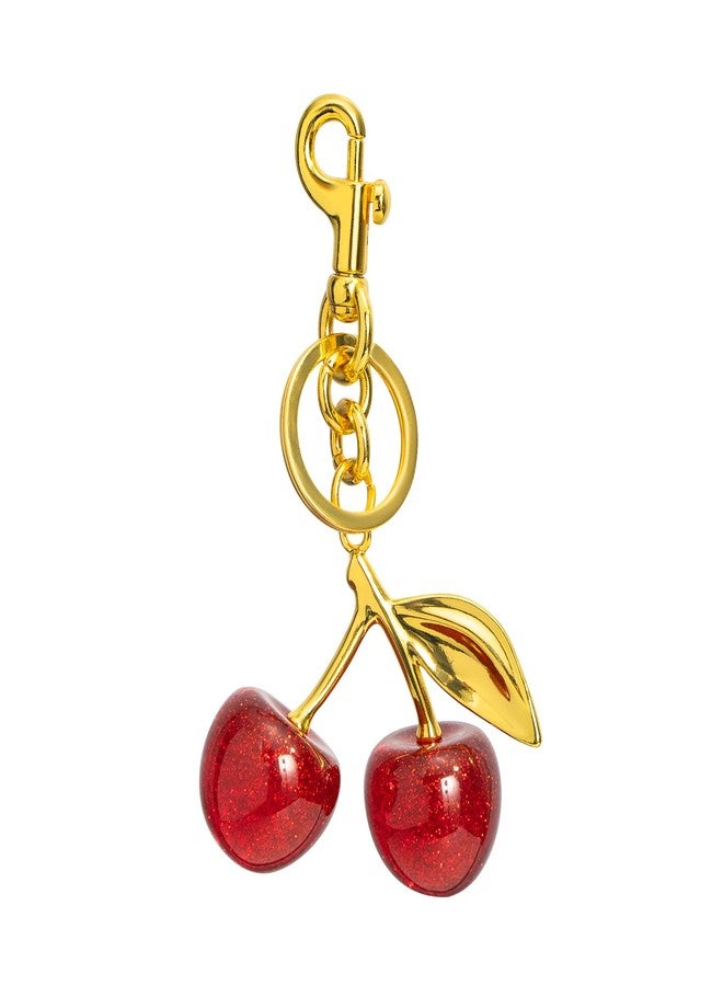 Poitvd سلسلة مفاتيح من Poitvd Cherry على شكل حقيبة ومحفظة للنساء، سلسلة مفاتيح سيارة للنساء هدايا لطيفة لأعياد الميلاد وعيد الميلاد وعيد الحب وحقيبة ومحفظة (أحمر) - Image 1