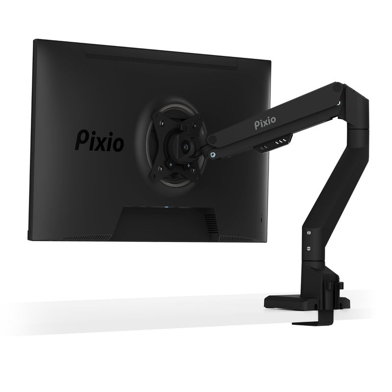 Pixio PS1S Wave Black Single Monitor Arm Stand Desk Mount - Fits up to 32 inches Monitors and up to 19.8lbs. VESA Compatibility and Integrated Cable Management - Image 1
