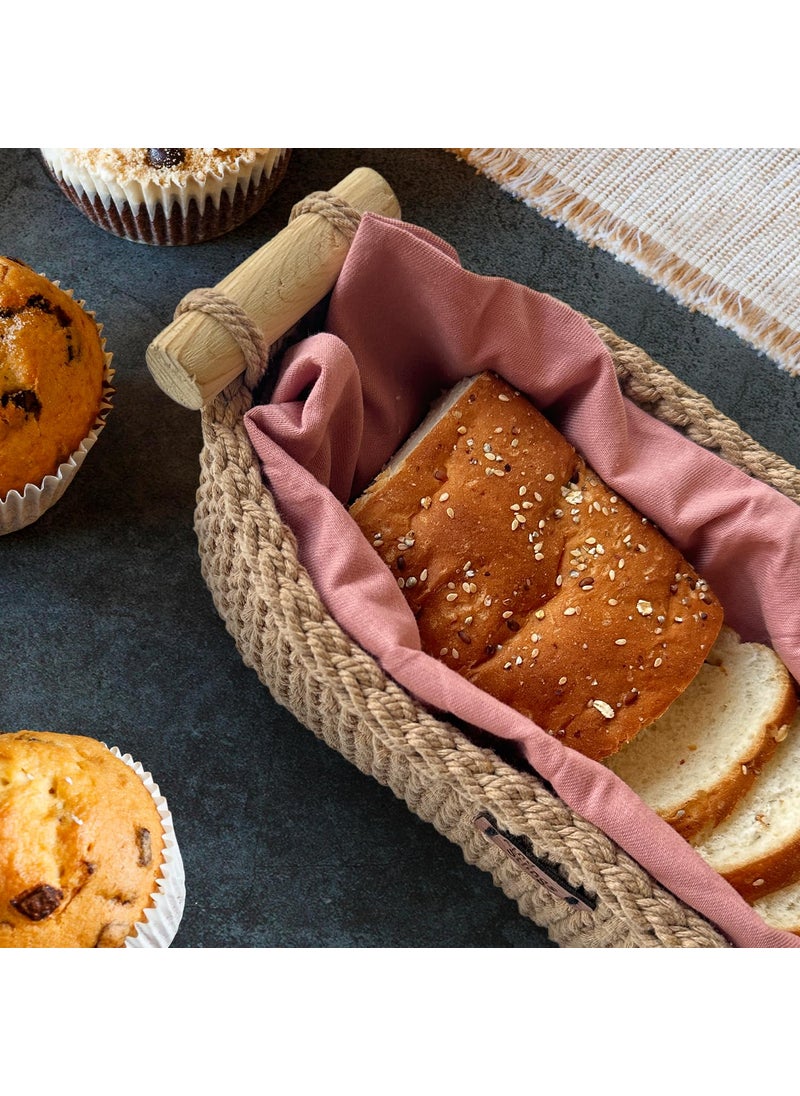 Kind Strings Kind Strings Handmade Storage Basket I Hand towel holder I Bread basket I Bedside organizer basket I Bathroom organizer shelf Large Beige  - Image 3