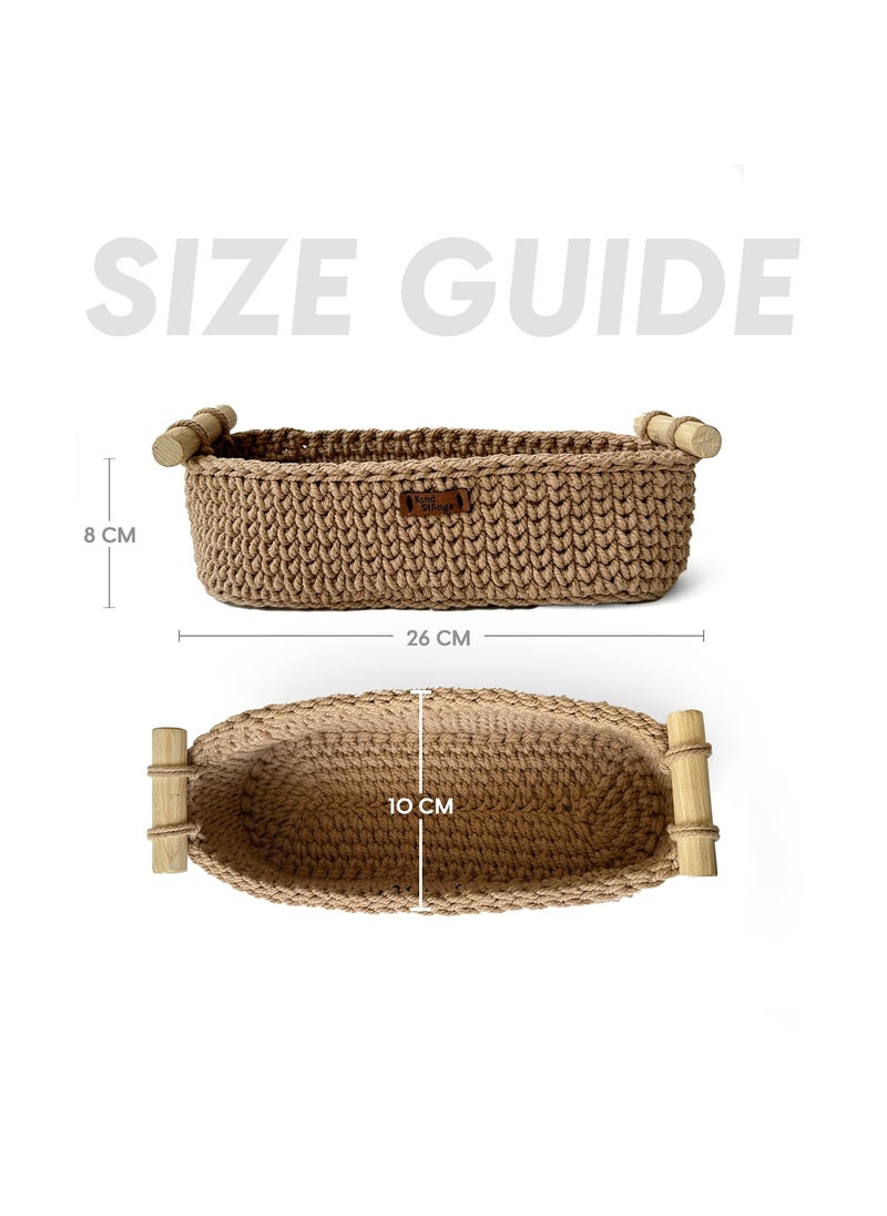 Kind Strings Kind Strings Handmade Storage Basket I Hand towel holder I Bread basket I Bedside organizer basket I Bathroom organizer shelf Large Beige  - Image 4