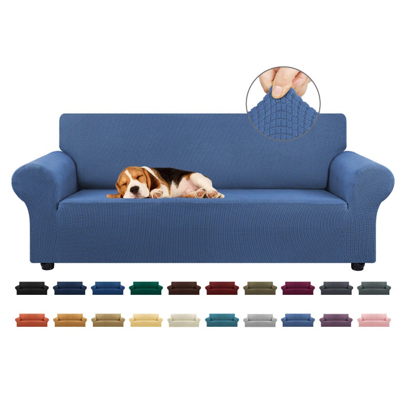 KEKUOU Stretch Sofa Cover Slipcover ï¼ŒCouch Covers for 3 Cushion Couch Sofa pet Friendly (78"-94") Furniture Protector Sofa with Elastic Bottom for Kids,Dog, Jacquard Small Checked(Large,Riverside) - Image 1