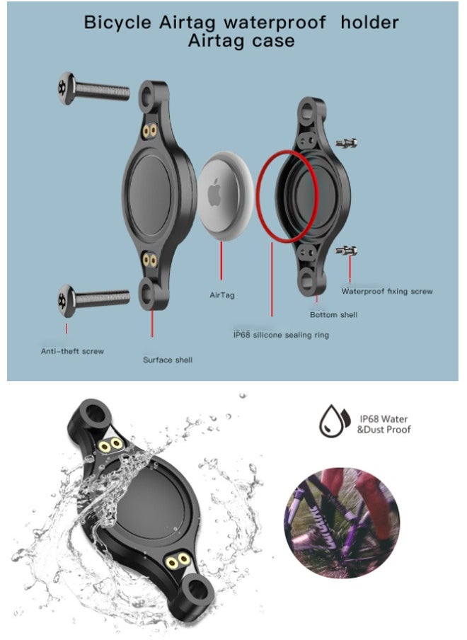 GMORO - Mountain Bike or Road Bike AirTag Locator Anti-theft Tracking Bracket AirTag Anti-lost Device Protective Case Bicycle Stand AirTag Protective Case Anti-theft Waterproof Locator Apple AirTag - Image 1