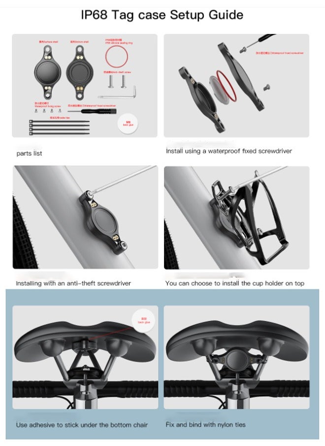 GMORO - Mountain Bike or Road Bike AirTag Locator Anti-theft Tracking Bracket AirTag Anti-lost Device Protective Case Bicycle Stand AirTag Protective Case Anti-theft Waterproof Locator Apple AirTag - Image 1